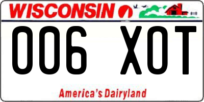WI license plate 006XOT