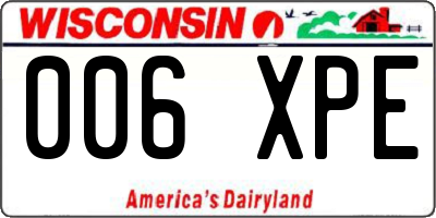 WI license plate 006XPE