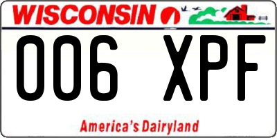 WI license plate 006XPF
