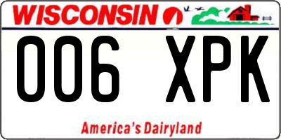WI license plate 006XPK