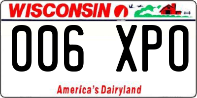 WI license plate 006XPO