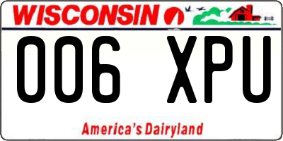 WI license plate 006XPU