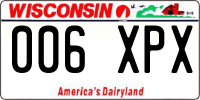 WI license plate 006XPX