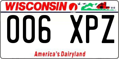 WI license plate 006XPZ