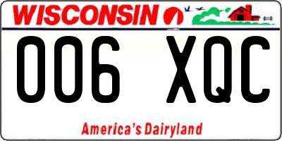 WI license plate 006XQC