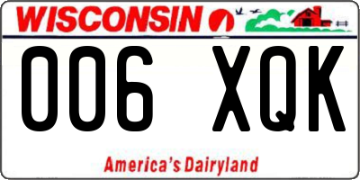 WI license plate 006XQK