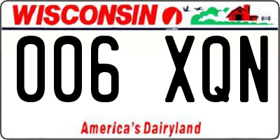 WI license plate 006XQN