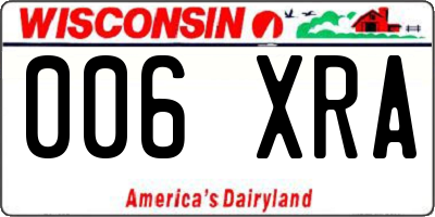 WI license plate 006XRA