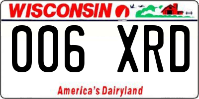 WI license plate 006XRD