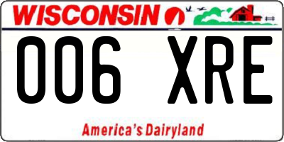 WI license plate 006XRE