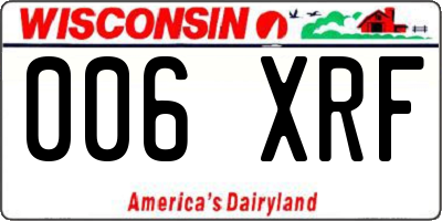 WI license plate 006XRF