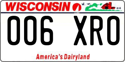 WI license plate 006XRO