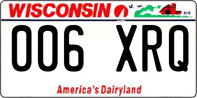 WI license plate 006XRQ