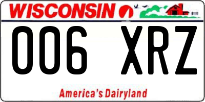 WI license plate 006XRZ