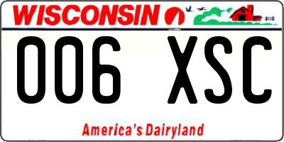 WI license plate 006XSC