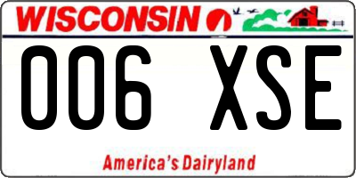 WI license plate 006XSE