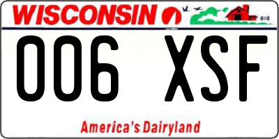WI license plate 006XSF
