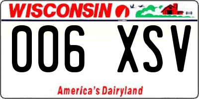 WI license plate 006XSV