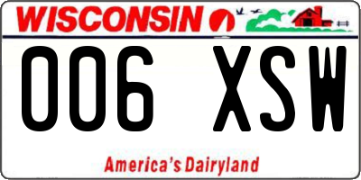 WI license plate 006XSW