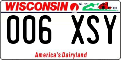 WI license plate 006XSY