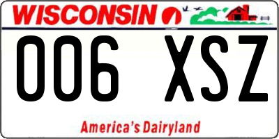 WI license plate 006XSZ