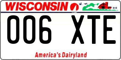 WI license plate 006XTE