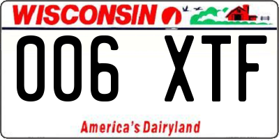 WI license plate 006XTF