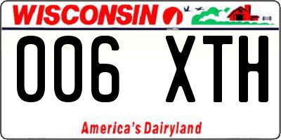 WI license plate 006XTH