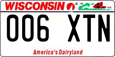 WI license plate 006XTN