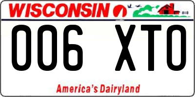 WI license plate 006XTO