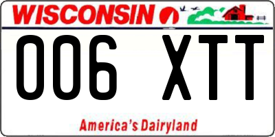 WI license plate 006XTT