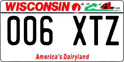 WI license plate 006XTZ