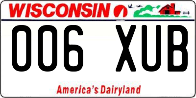 WI license plate 006XUB