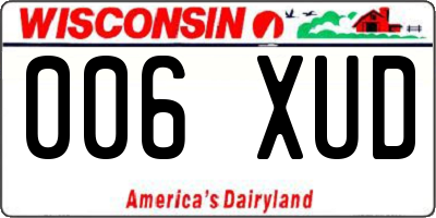 WI license plate 006XUD