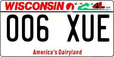 WI license plate 006XUE