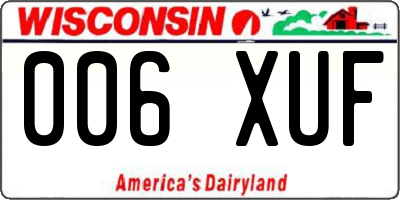 WI license plate 006XUF