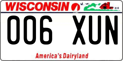WI license plate 006XUN