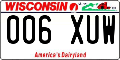 WI license plate 006XUW