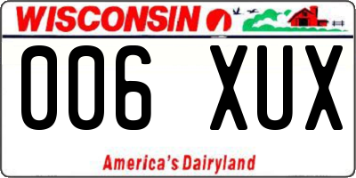 WI license plate 006XUX