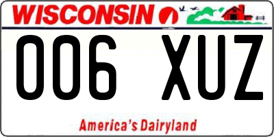 WI license plate 006XUZ