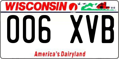 WI license plate 006XVB