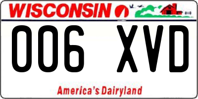 WI license plate 006XVD
