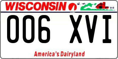 WI license plate 006XVI
