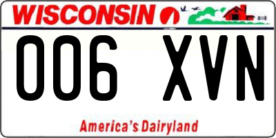 WI license plate 006XVN