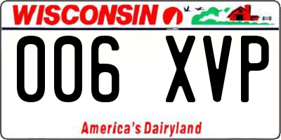 WI license plate 006XVP