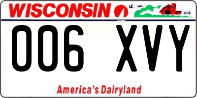 WI license plate 006XVY
