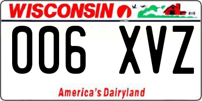WI license plate 006XVZ