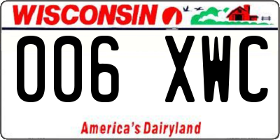 WI license plate 006XWC