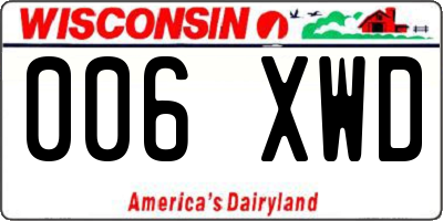 WI license plate 006XWD