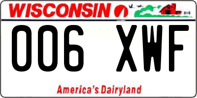 WI license plate 006XWF